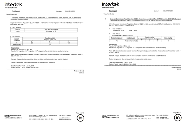 Huafu Chemicals Intertek Certificate for melamine molding resin powder