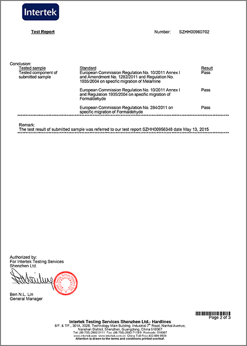 sgs-intertek-passed-melamin-harts-formmassa